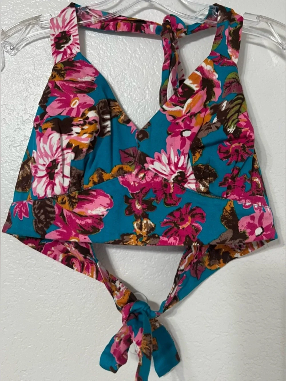Beach Bash Floral Halter Two Piece Set Boho Tropical Crop Top & Shorts Vacation